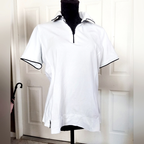 Cutter & Buck Women's White V-Neck Golf Polos Size Large - Picture 1 of 4